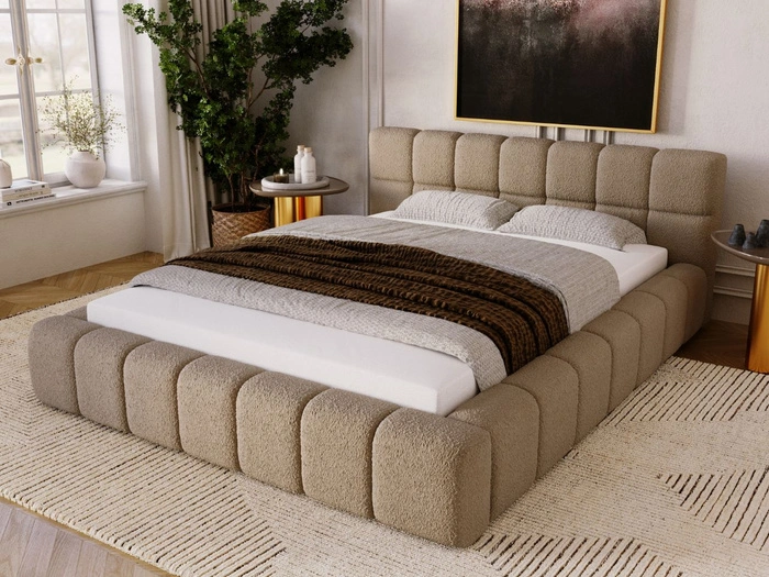 Polsterbett mit Bettkasten und Lattenrost 180x200 Alicante Boucle Braun