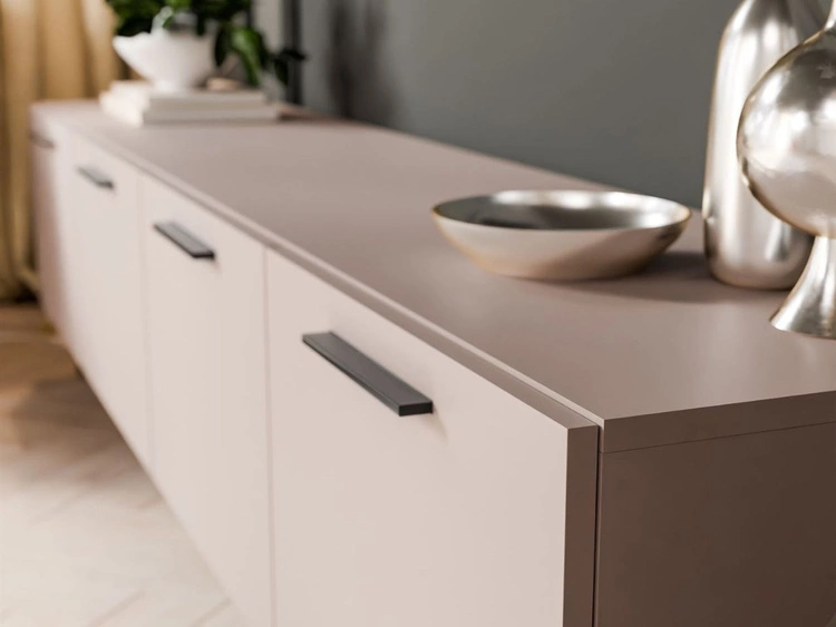 Wohnwand für das Wohnzimmer auf Schwarzen Metallbeinen Noaé Kaschmir