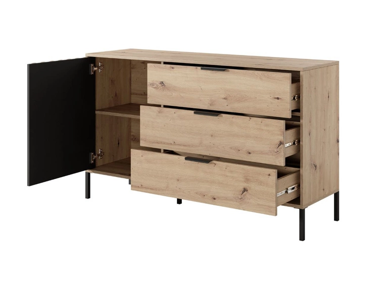 Kommode mit Türe und Schubladen Turia Artisan Eiche, Anthrazit