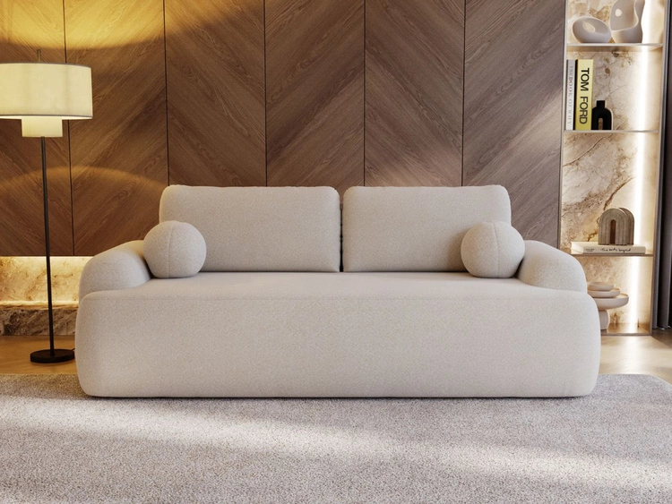Sofa mit Schlaffunktion und Bettkasten Aurio Creme