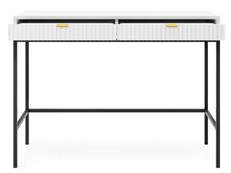 Schminktisch mit Schubladen Amber Weiß, Schwarz Frame