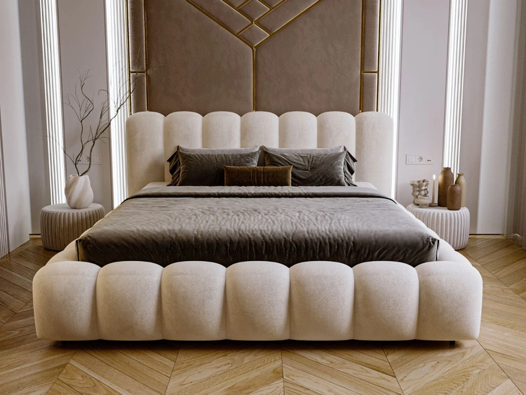 Polsterbett mit Bettkasten und Lattenrost 140x200 Averia Beige