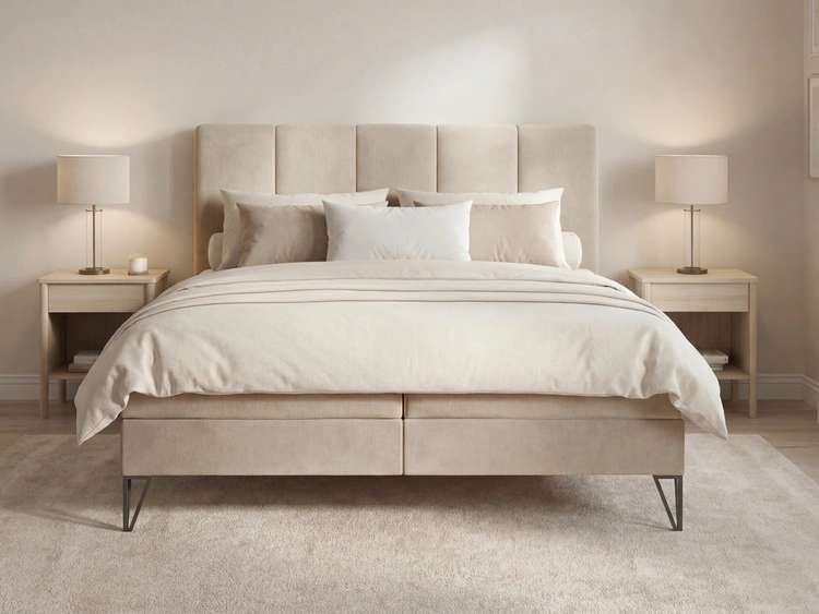 Boxspringbett mit Bettkasten 140x200 Vendi Beige