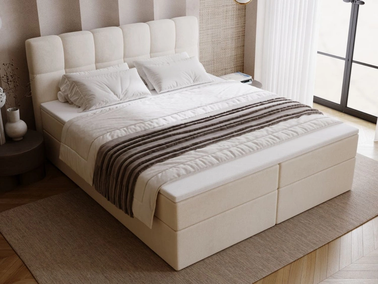 Boxspringbett mit Bettkasten 140x200 Maison Beige