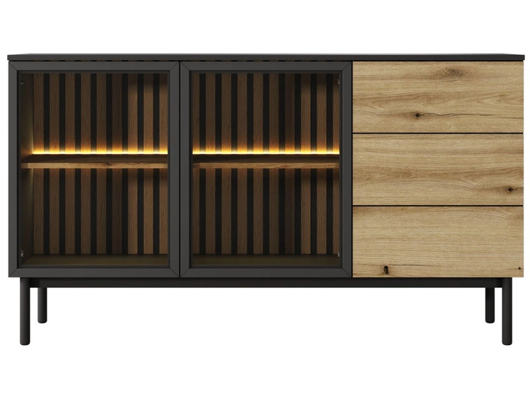 Kommode mit Türen und Schubladen 150 Loara Eich Evoke, Schwarz