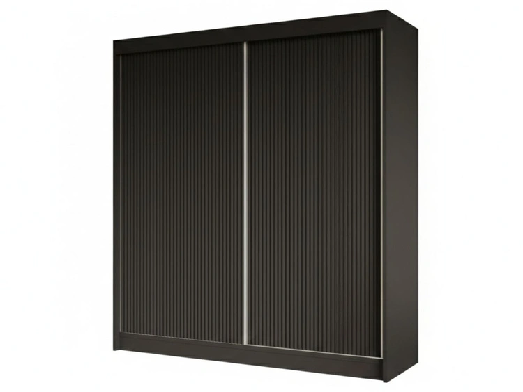 Schiebetürenschrank mit geriffelter Front 200 cm Fano Schwarz