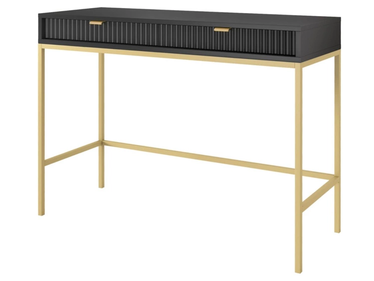 Schminktisch mit Schubladen Amber Schwarz, Gold Frame