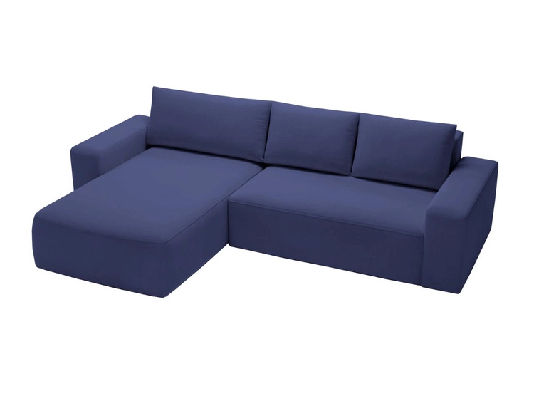 Ecksofa L-Form Links mit Schlaffunktion und Bettkasten Tazones Dunkelblau