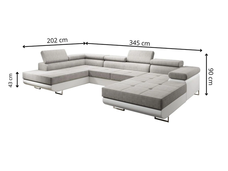 Wohnlandschaft Links mit Schlaffunktion und Bettkasten Solam U Braun