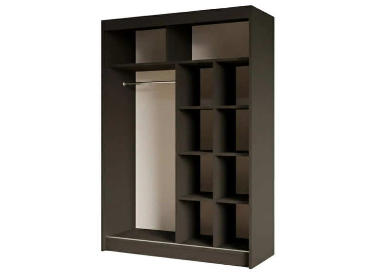 Schiebetürenschrank mit geriffelter Front und Spiegel 150 cm Fano Schwarz