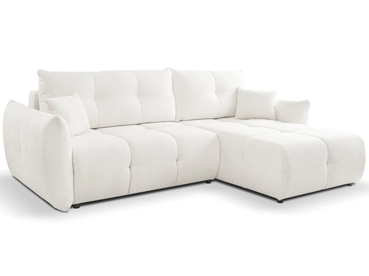 Ecksofa L-Form mit Schlaffunktion und Bettkasten Bene  Creme