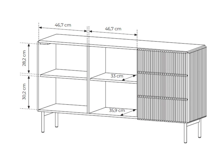 Kommode mit Türen und Schubladen 147 Qualita Schwarz