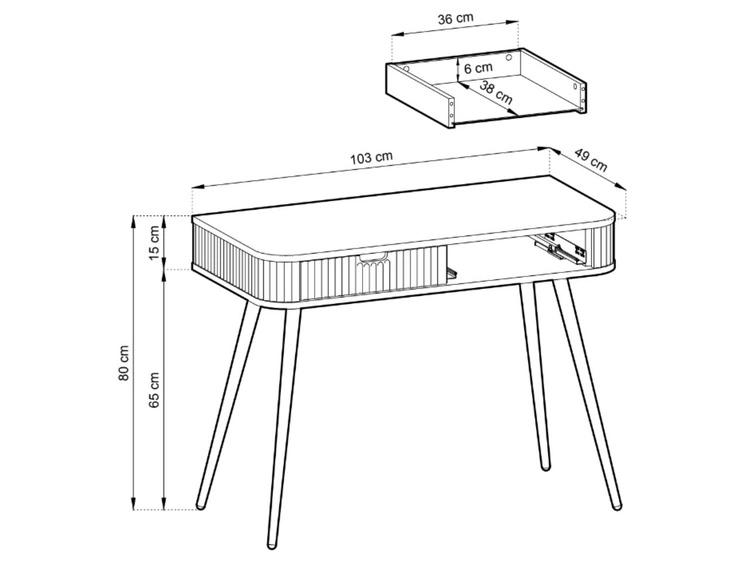 Schminktisch Viva Beige auf Schwarzen Beinen