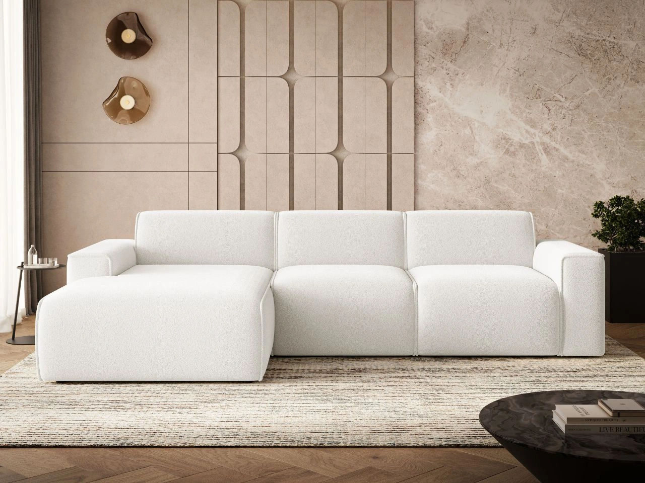 Ecksofa L-Form Links Lavia Hellbeige