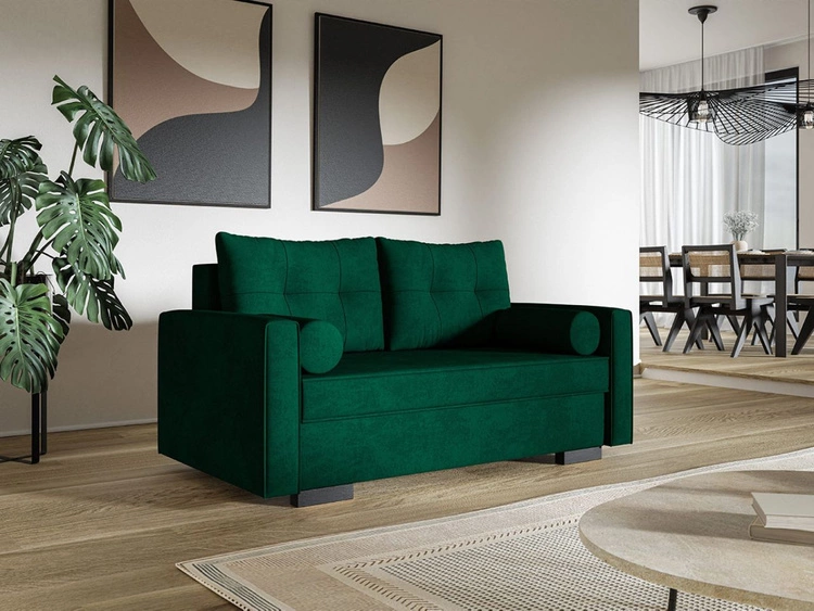 Schlafsofa mit Bettfunktion und Bettkasten Pori Grün