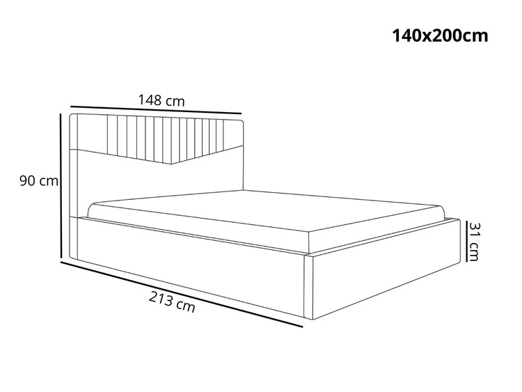 Polsterbett mit Bettkasten und Lattenrost 140x200 Lido Beige