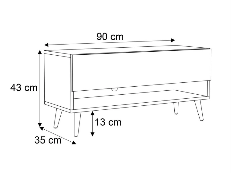 TV-Schrank 90 cm mit LED-Beleuchtung und schwarzen Beinen Aurelie Kaschmir Hochglanz