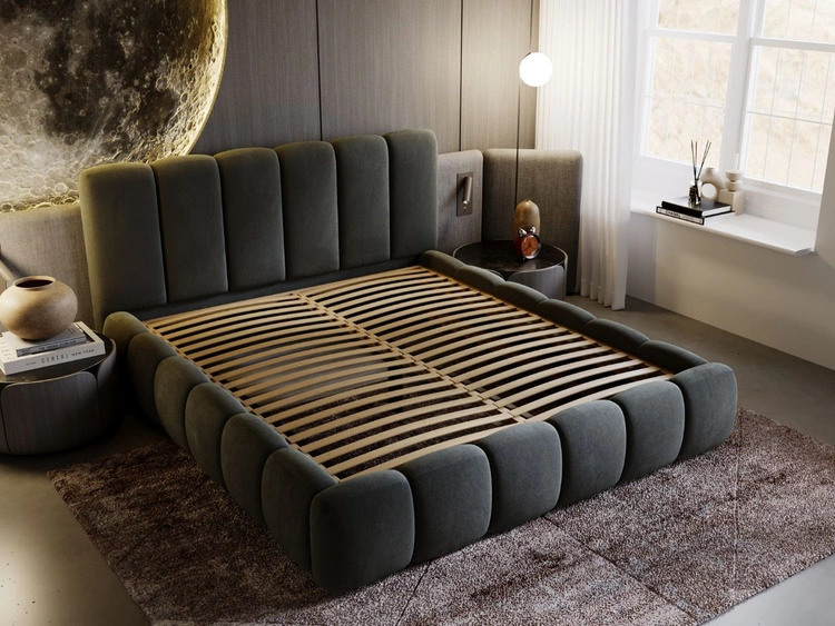 Polsterbett Ohne Bettkasten mit Lattenrost 120x200 Cloud Dunkelgrau