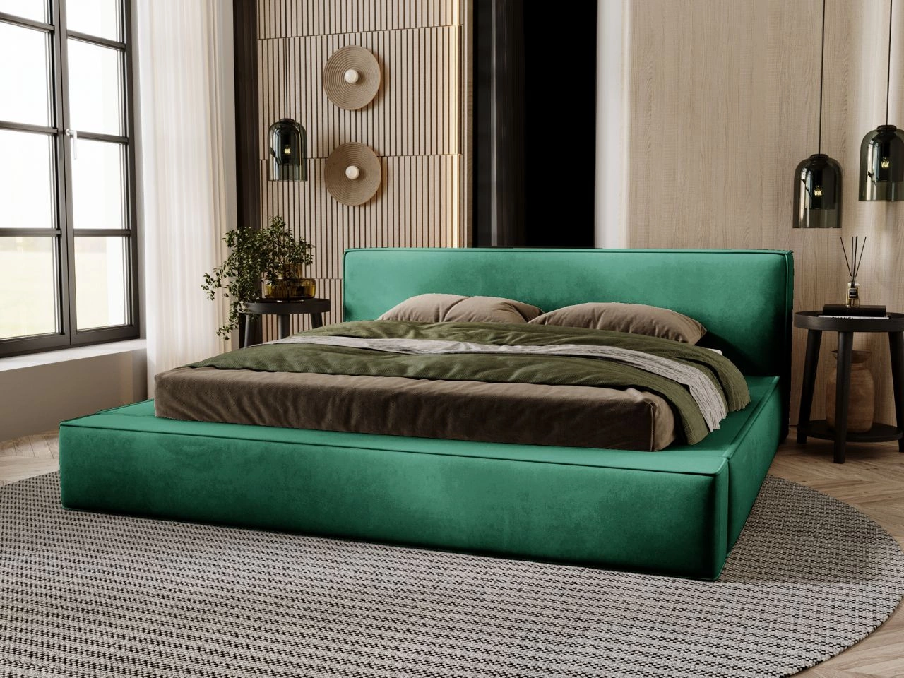 Polsterbett mit Bettkasten und Lattenrost 180x200 Mali Grün