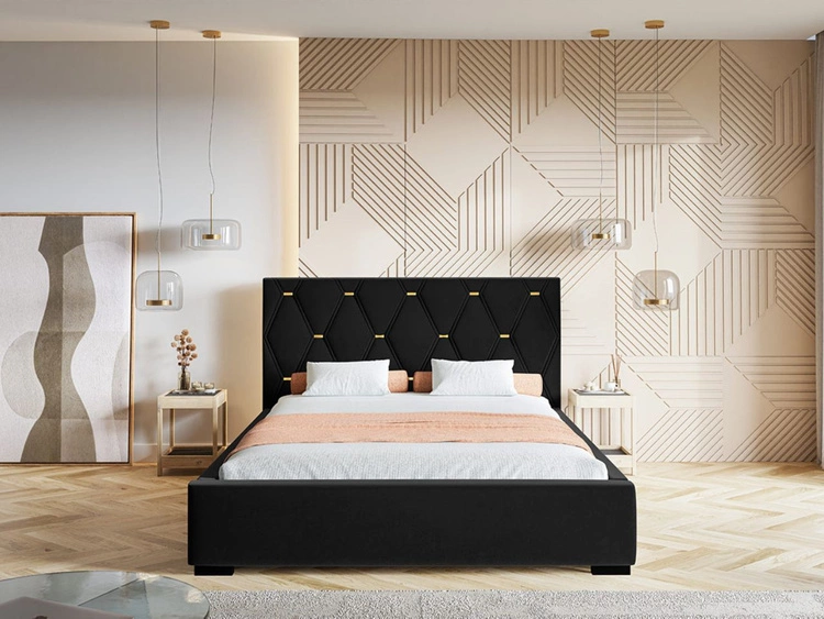 Polsterbett mit Bettkasten und Lattenrost 140x200 Tasso Schwarz