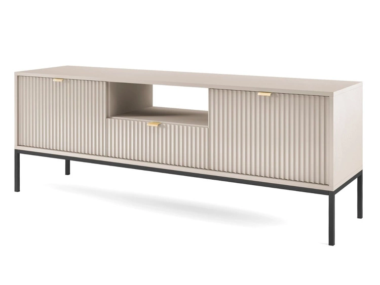 Wohnzimmerset Amber Kaschmir auf schwarzen Beinen