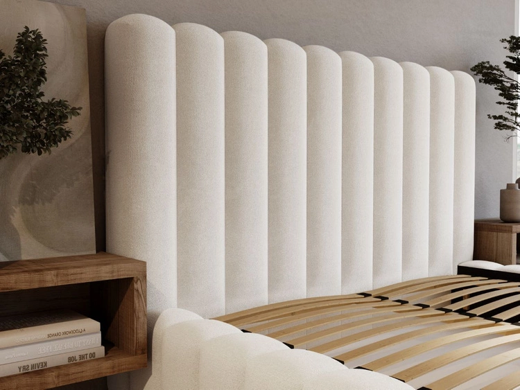 Polsterbett mit Bettkasten und Lattenrost 140x200 Rotto Creme