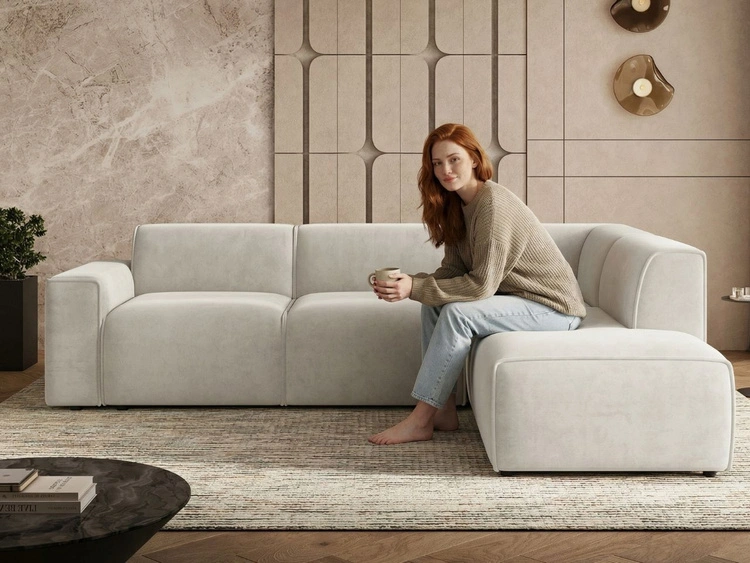 Ecksofa L-Form Rechts Eluno Hellbeige