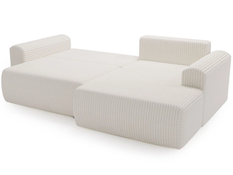 Ecksofa mit Schlaffunktion und Bettkasten Belvio rechts Creme