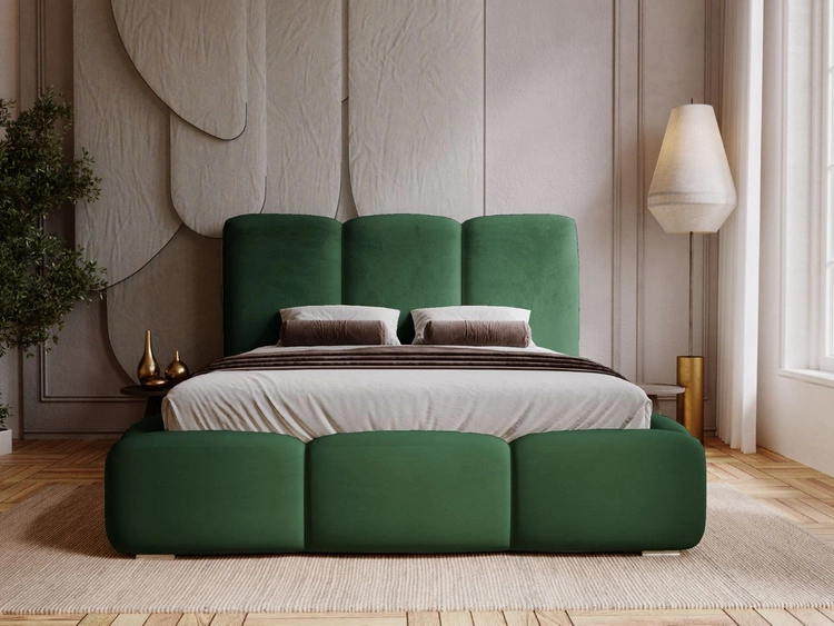 Polsterbett mit Bettkasten und Lattenrost 160x200 Bubble Grün