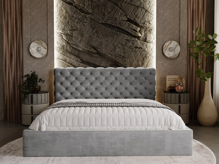 Polsterbett mit Bettkasten und Lattenrost 180x200 Apollo Grau