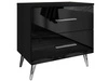 Nachttisch mit Schubladen auf Silbernen Metallbeinen Nuveo Schwarz Hochglanz