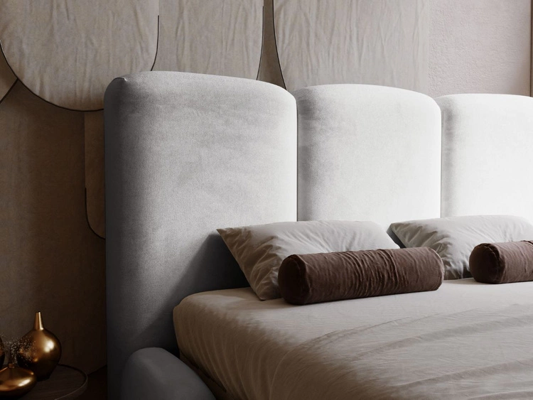 Polsterbett mit Bettkasten und Lattenrost 120x200 Bubble Hellgrau