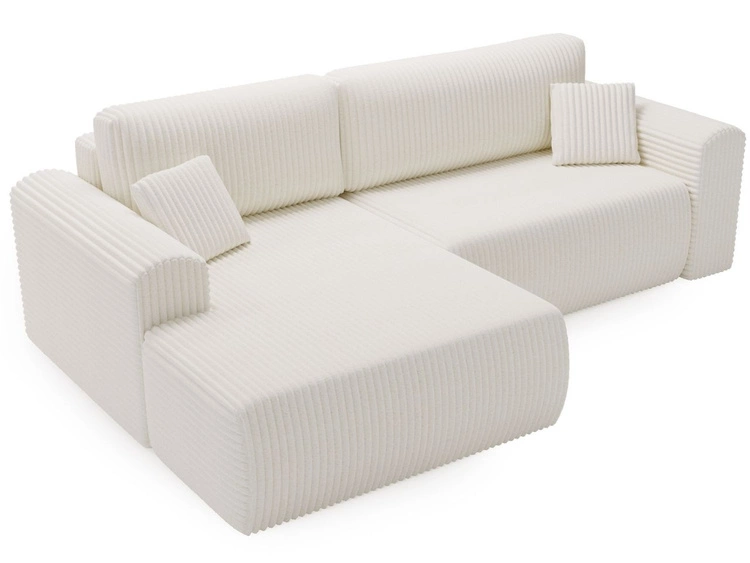 Ecksofa mit Schlaffunktion und Bettkasten Belvio links Creme