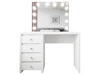 Schminktisch mit Schubladen, Kristallgriffen und LED Nesso Weiß Matt