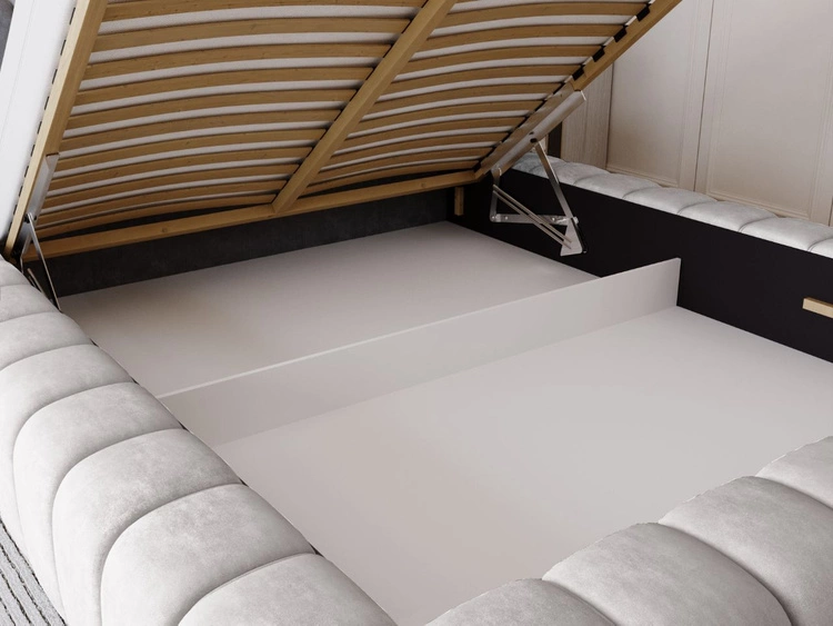 Polsterbett mit Bettkasten und Lattenrost 180x200 Italia Hellgrau