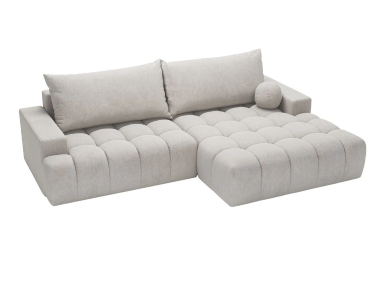 Ecksofa L-Form mit Schlaffunktion und Bettkasten Havi Rechts Hellgrau