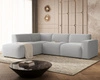 Ecksofa L-Form Links Eluno Bouclé-Stoff Grau