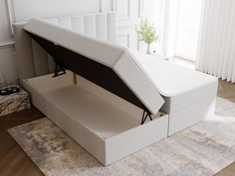 Boxspringbett mit Bettkasten 140x200 Mocca Grau