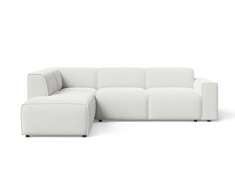 Ecksofa L-Form Links Eluno Bouclé-Stoff Weiß