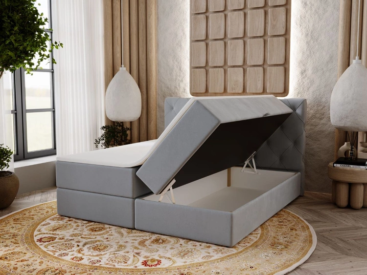 Boxspringbett mit Bettkasten 180x200 Napoli Grau