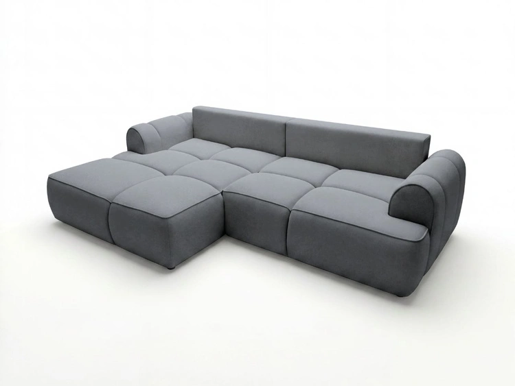 Ecksofa L-Form Links mit Schlaffunktion und Bettkasten Bonno Dunkelgrau