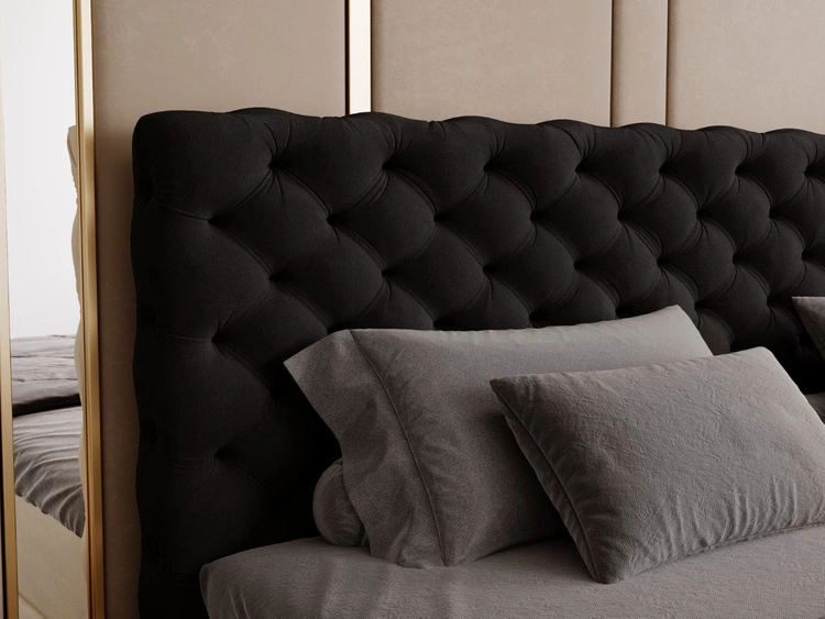 Boxspringbett mit Bettkasten 160x200 Bergamo Schwarz