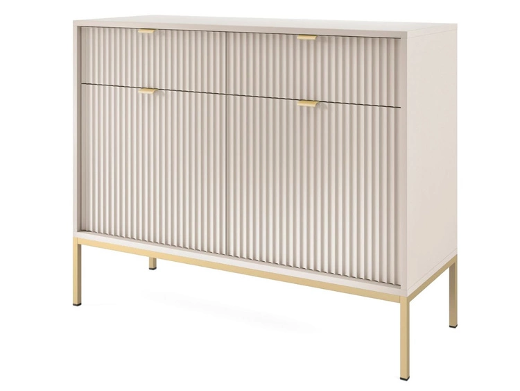 Wohnzimmerset Amber Kaschmir auf goldenen Beinen