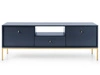 TV-Lowboard mit Schubladen und Türen mit Golden Metallbeinen Amor Marineblau