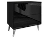 Nachttisch mit Schubladen auf Silbernen Metallbeinen Nuveo Schwarz Hochglanz