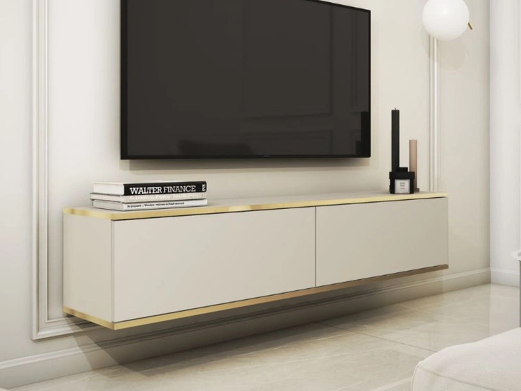 TV-Lowboard Hänge mit Türen 135 cm Diolo Beige mit glatter Front