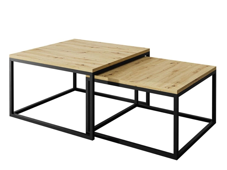 Couchtisch auf schwarzem Gestell Asumi Eiche Artisan 36x42