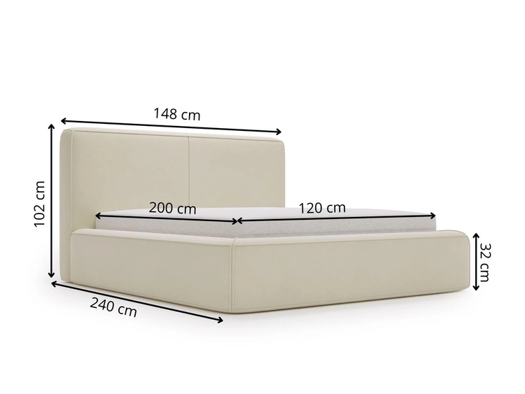 Polsterbett mit Bettkasten und Lattenrost 120x200 Amaro Beige