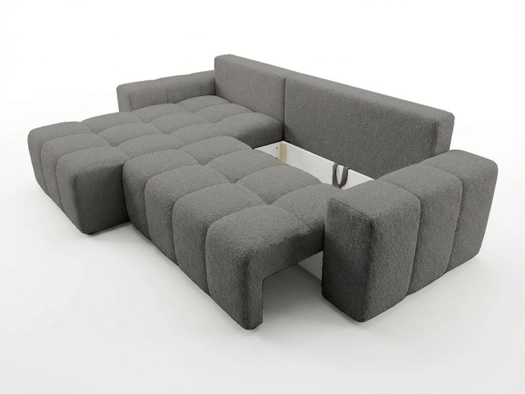 Ecksofa L-Form mit Schlaffunktion und Bettkasten Bresso Dunkelgrau