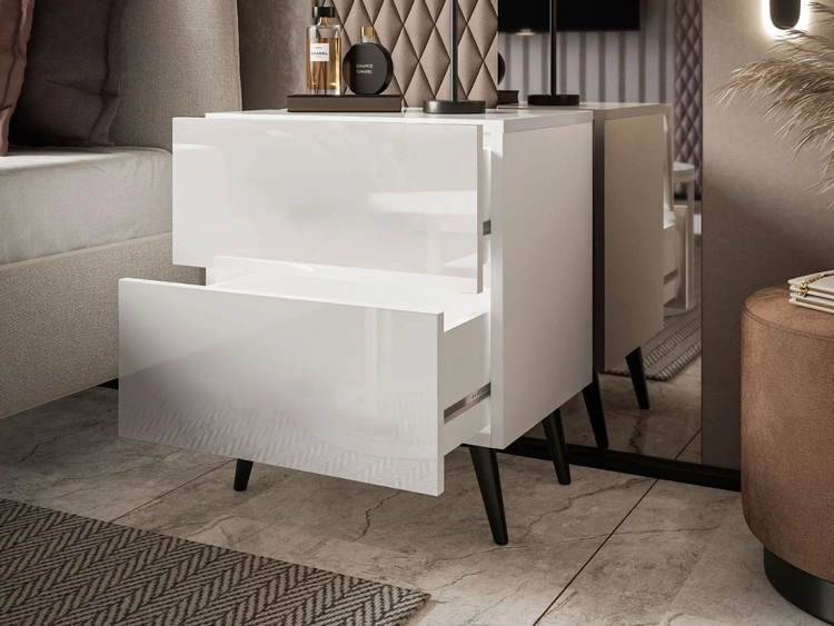 Nachttisch mit Schubladen auf Schwarzen Metallbeinen Noaé Lux